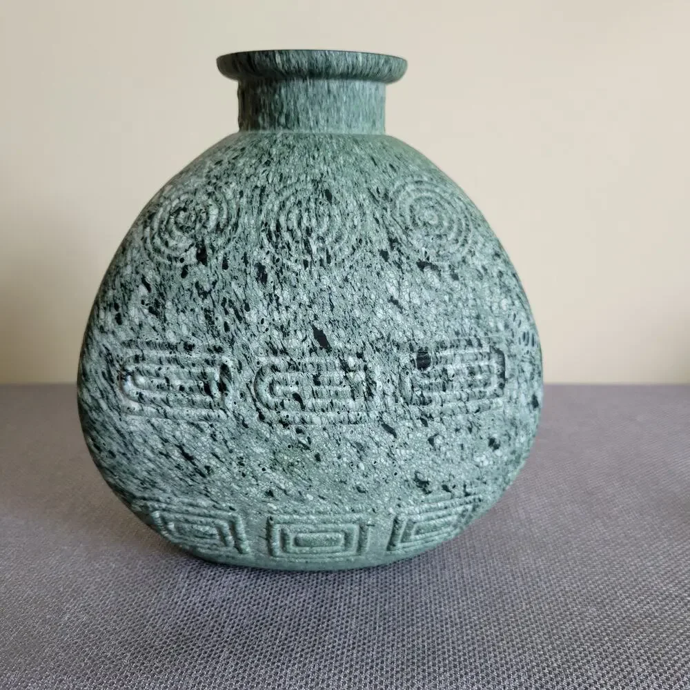 Unique Textured Decorative Art Glass Vase Triangle Textured Medium Over Glass